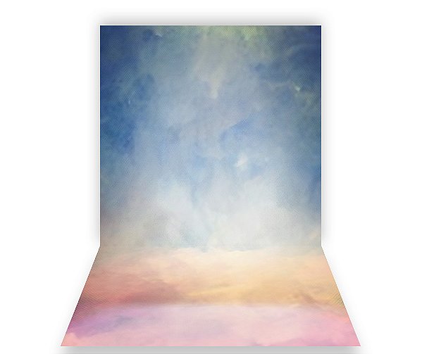 Fundo Fotográfico 1,50 x  2,70 - Gestante Nuvem Azul com Rosado 011