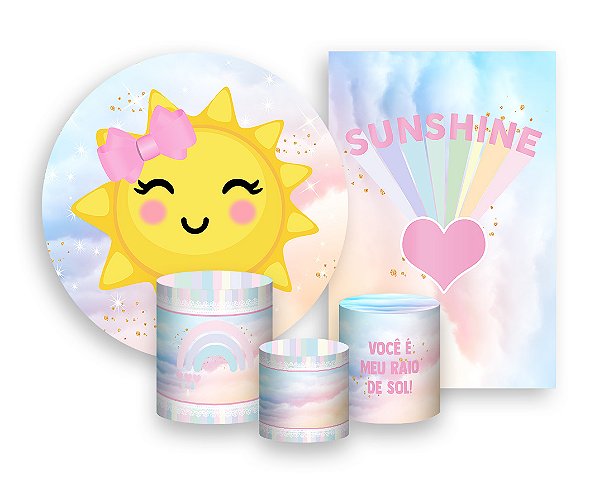 Kit 2 Painéis De Festa + Trio De Capas Cilindro - Solzinho Cute 003