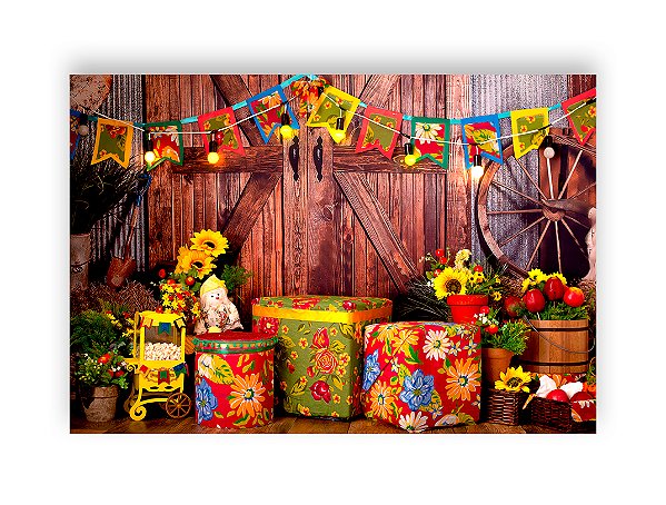Fundo Fotográfico 2,20 x 1,50 - Festa Junina Estampa Floral 037