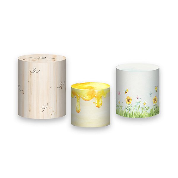 Trio De Capas De Cilindro - Abelhinha Cute Floral 003