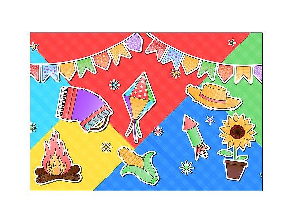 Fundo Fotográfico 2,20 x 1,50 -  Festa Junina Elementos Coloridos 050