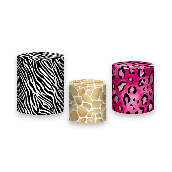 Trio De Capas De Cilindro - Safari Peles de Animal Print 023