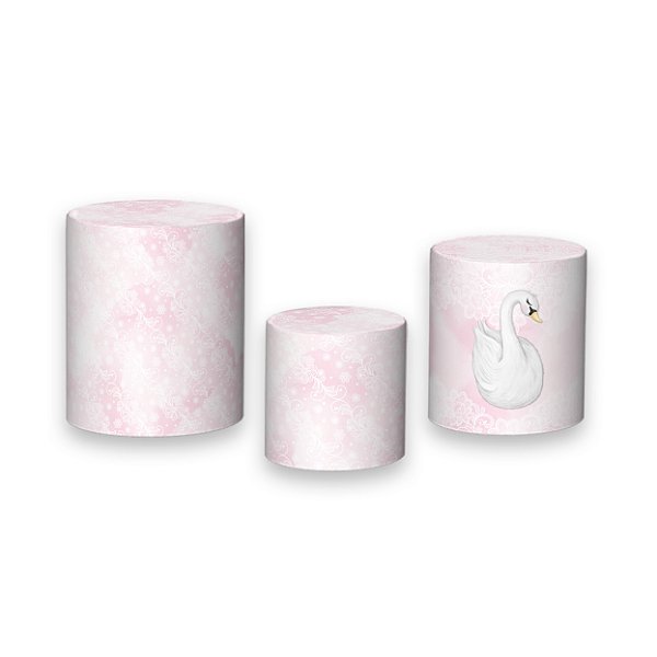 Trio De Capas De Cilindro - Cisne Floral Rosa 030