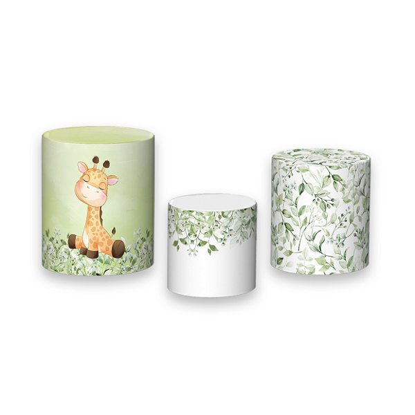 Trio De Capas De Cilindro - Girafinha Cute e Folhagens 033