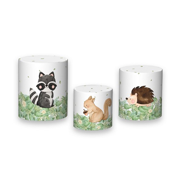 Trio De Capas De Cilindro - Animais Bosque Cute 037