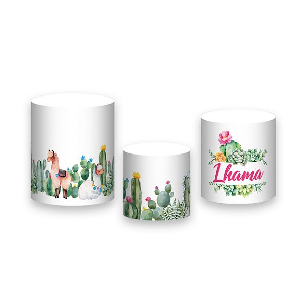 Trio De Capas De Cilindro - Lhama e Cactos 044