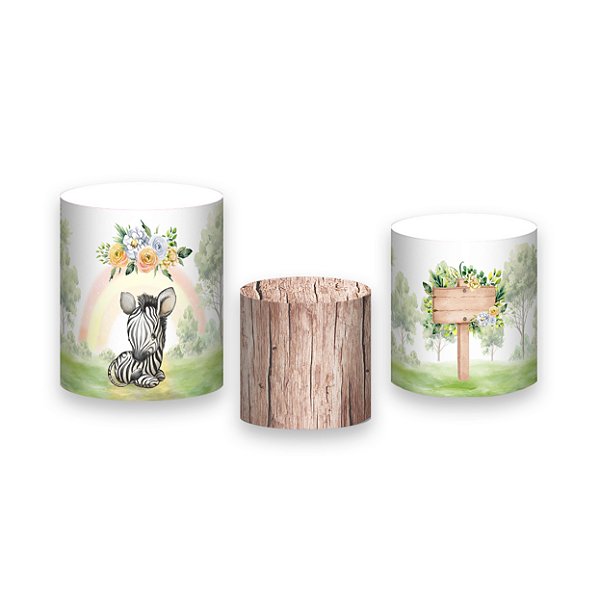 Trio De Capas De Cilindro - Safari Cute Aquarela 055