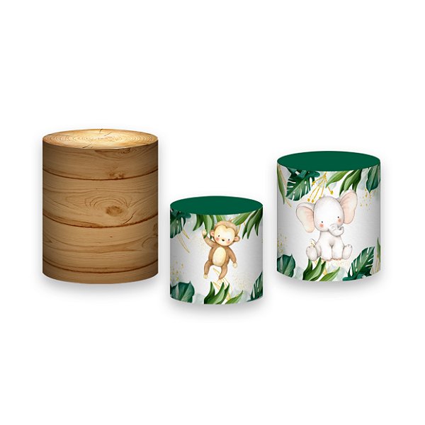 Trio De Capas De Cilindro - Safari Animais e Vegetação 058