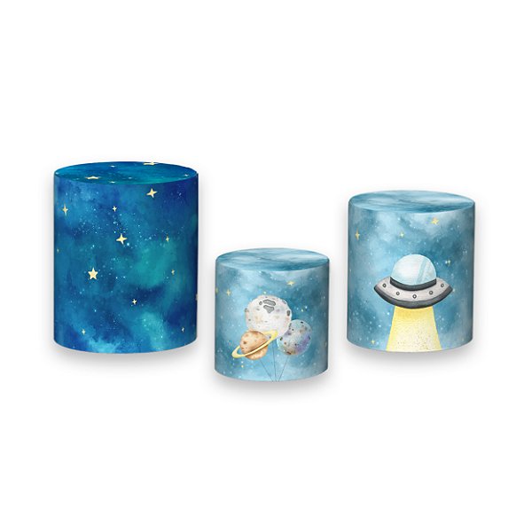 Trio De Capas De Cilindro - Astronauta Galáxia Aquarela 007