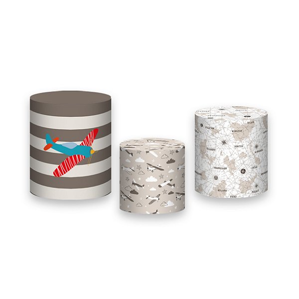 Trio De Capas De Cilindro - Aviador Bege 001
