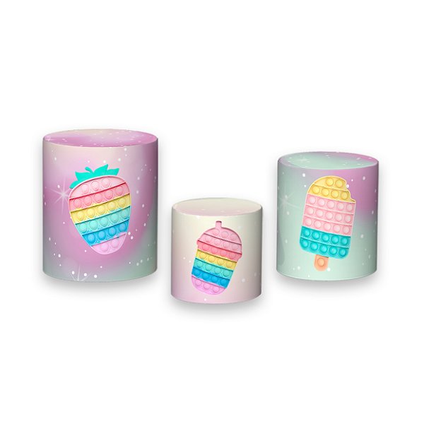 Trio De Capas De Cilindro - Brinquedo Bolha Push Pop It Sorvete 006