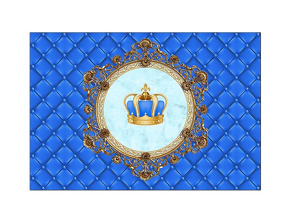 Fundo Fotográfico 2,20 x 1,50 - Capitonê Azul Coroa Realeza 002