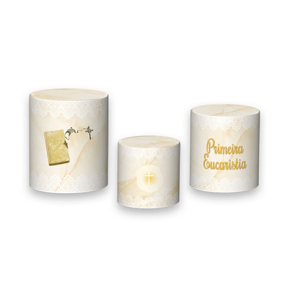 Trio De Capas De Cilindro - Primeira Eucaristia Bege 014