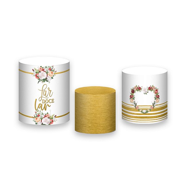 Trio De Capas De Cilindro - Chá de Casa Nova Geométrico Floral 010