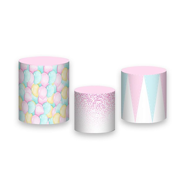 Trio De Capas De Cilindro - Circo Balões Azul e Rosa 006
