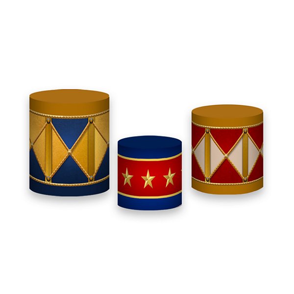 Trio De Capas De Cilindro - Circo Azul com Dourado 012