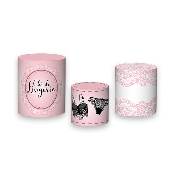 Trio De Capas De Cilindro - Chá de Lingerie Rosa e Preto 001