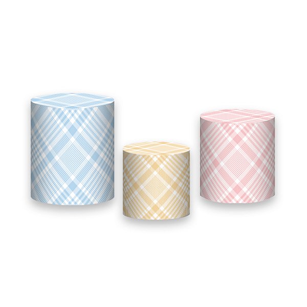 Trio De Capas De Cilindro - Cores Neutras Xadrez Candy 004