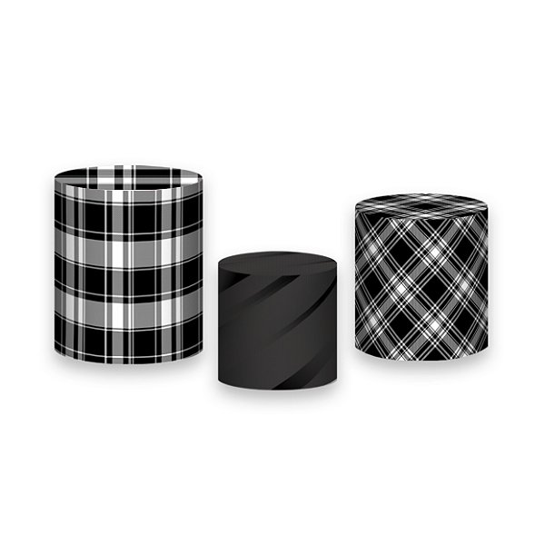 Trio De Capas De Cilindro - Estampa Xadrez Preto e Branco 009