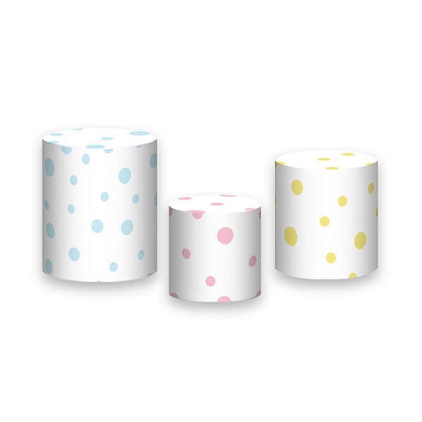Trio De Capas De Cilindro - Branco com Poás Coloridos 012