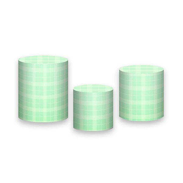 Trio De Capas De Cilindro - Xadrez Degradê Verde 016