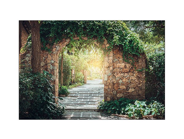 Fundo Fotográfico 2,20 x 1,50 - Jardim Arco Folhagens 006