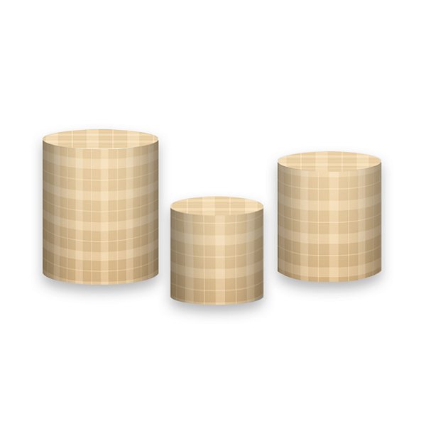 Trio De Capas De Cilindro - Xadrez Degradê Marrom Médio 019