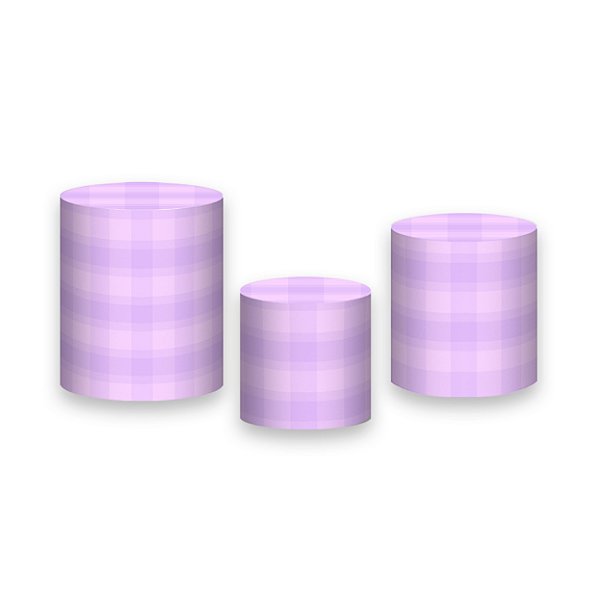 Trio De Capas De Cilindro - Camadas Xadrez Lilás Suave 034
