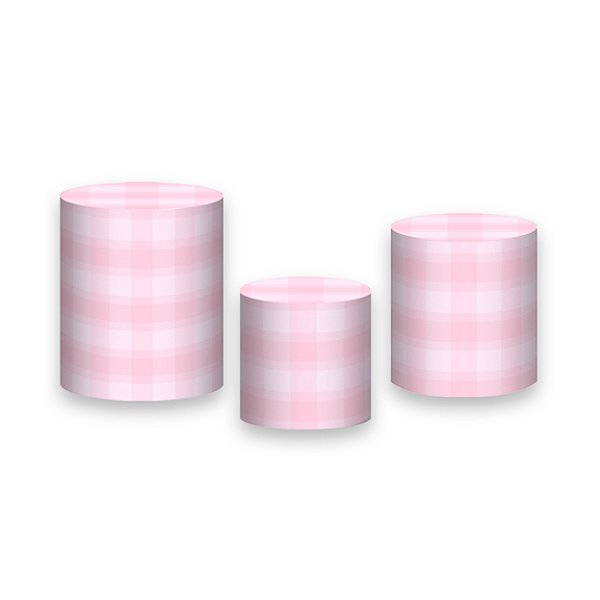 Trio De Capas De Cilindro - Camadas Xadrez Rosa Suave 036