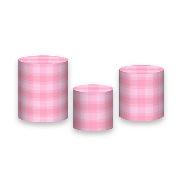 Trio De Capas De Cilindro - Camadas Xadrez Rosa 037