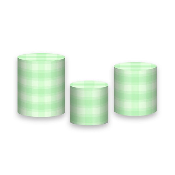 Trio De Capas De Cilindro - Camadas Xadrez Verde Suave 038