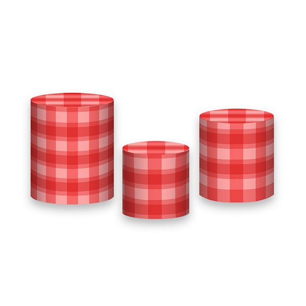 Trio De Capas De Cilindro - Camadas Xadrez Vermelho 040