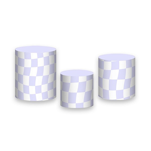 Trio De Capas De Cilindro - Estampa Quadriculada Lilás 047