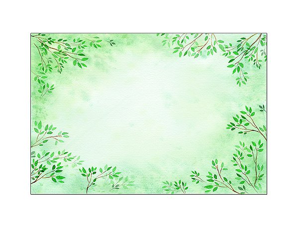 Fundo Fotográfico 2,20 x 1,50 - Folhagens Verdes Aquarela 094