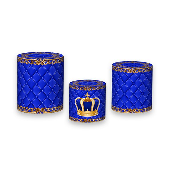 Trio De Capas De Cilindro - Coroa Realeza Azul Royal 003