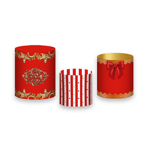 Trio De Capas De Cilindro - Realeza Vermelho com Dourado 004