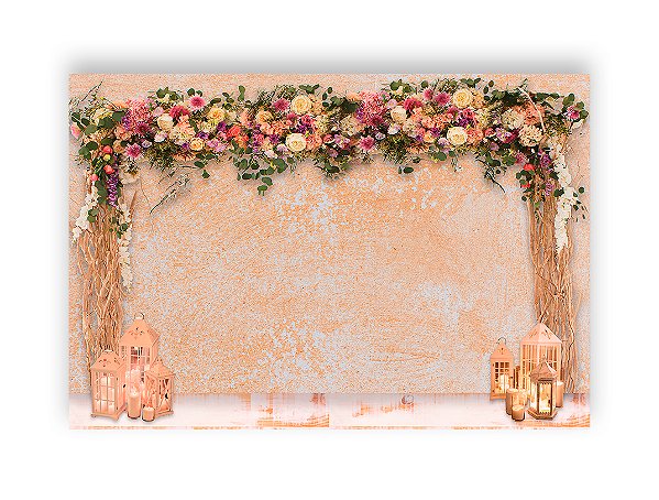 Fundo Fotográfico 2,20 x 1,50 - Efeito  Parede com Arco Floral 140