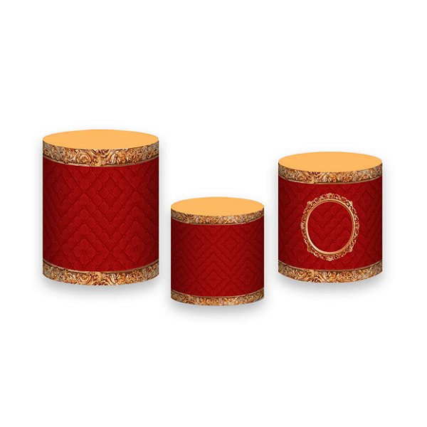 Trio De Capas De Cilindro - Realeza Capitone Vermelho 017