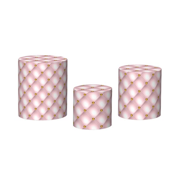 Trio De Capas De Cilindro - Realeza Capitone Rosa Suave 025