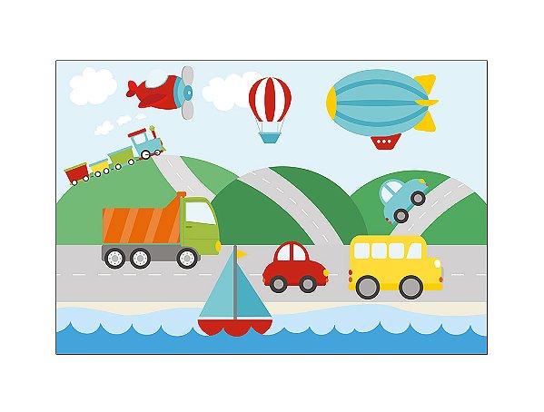 Fundo Fotográfico 2,20 x 1,50 - Infantil Meios de Transporte Carros 009