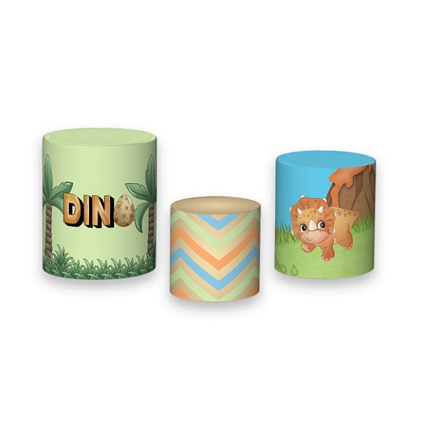 Trio De Capas De Cilindro - Dinossauros Baby Cute 001