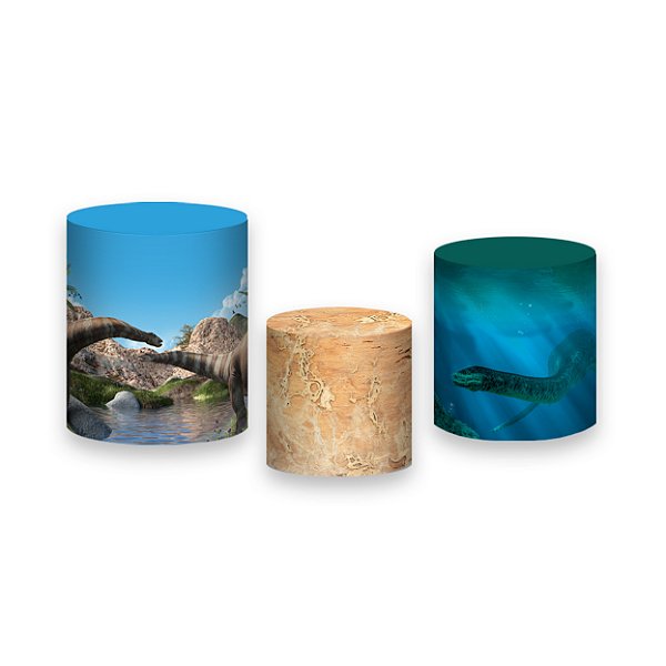 Trio De Capas De Cilindro - Dinossauro Lago e Montanhas 009