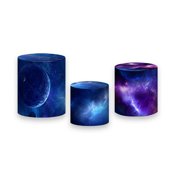 Trio De Capas De Cilindro - Galáxia Azul com Planetas 004