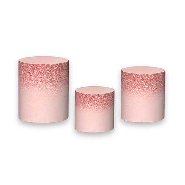 Trio De Capas De Cilindro - Efeito Glitter Rose Gold 007