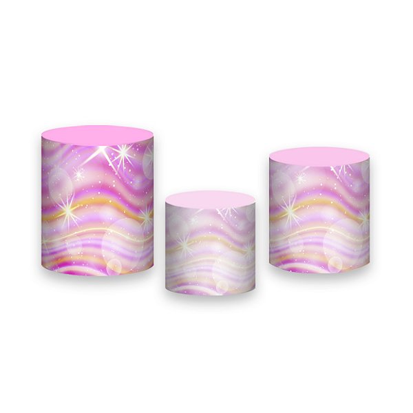 Trio De Capas De Cilindro - Rosa Efeito Brilhos 009