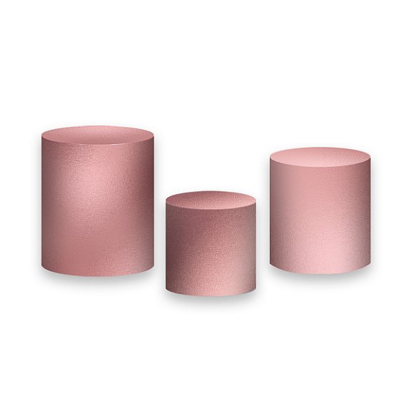 Trio De Capas De Cilindro - Efeito Metalizado Rose 015