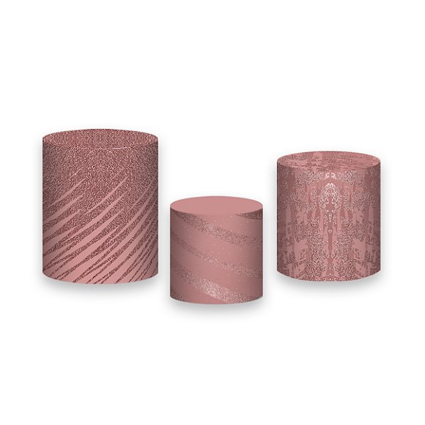 Trio De Capas De Cilindro - Efeito Textura Rose Gold 035