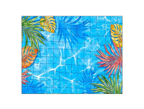 Fundo Fotográfico 1,55 x 1,20 -  New Born Verão Piscina com Folhagens  005