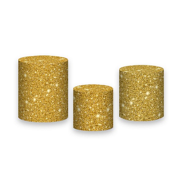 Trio De Capas De Cilindro - Efeito Glitter Dourado 038