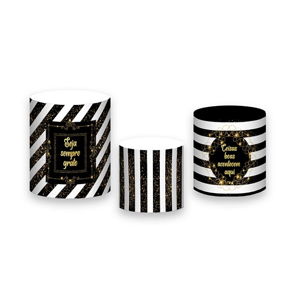 Trio De Capas De Cilindro - Gratidão Arabesco Dourado 046